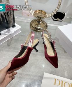 Giày cao gót DIOR màu đỏ đô cao cấp đế 4cm