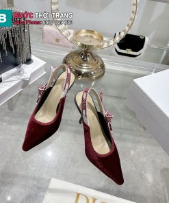 Giày cao gót DIOR màu đỏ đô cao cấp đế 8,5cm