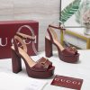 Giày cao gót GUCCI màu nâu socola da bò cao cấp đế cao 12 cm