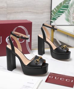 Giày cao gót GUCCI màu đen da bò cao cấp đế cao 12 cm