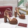 Giày cao gót GUCCI màu nâu da bò cao cấp đế cao 12 cm