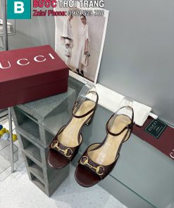 Giày cao gót GUCCI nữ màu nâu socola phong cách sandal cao cấp đế cao 6.5 cm và 9.5cm
