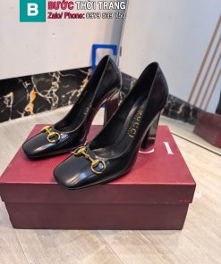 Giày cao gót GUCCI cao cấp đế vuông 7.5cm và 10 cm da bò mềm mịn