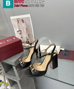 Giày cao gót GUCCI nữ màu đen phong cách sandal cao cấp đế cao 6.5 cm và 9.5cm