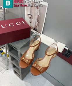 Giày cao gót GUCCI nữ màu nâu phong cách sandal cao cấp đế cao 6.5 cm và 9.5cm