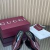 Giày cao gót Gucci cao cấp da bóng cổ chữ V màu đỏ đô mũi nhọn