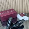 Giày cao gót Gucci cao cấp da bóng cổ chữ V màu đen mũi nhọn