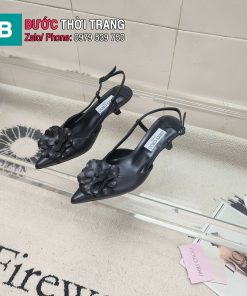 Giày cao gót nữ Jimmy Choo màu đen họa tiết bông hoa nổi bật