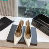Giày cao gót YSL màu trắng ngà phong cách thời thượng sang trọng đế 11cm