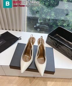 Giày cao gót YSL màu trắng ngà phong cách thời thượng sang trọng đế 11cm