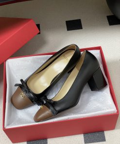 Giày cao gót VALENTINO màu đen nâu thanh lịch đế cao 6cm