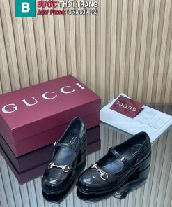 Giày lười GUCCI cao cấp màu đen quai ngang nữ tính