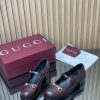 Giày lười GUCCI cao cấp màu nâu socola quai ngang nữ tính