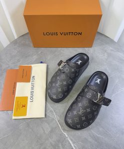 Giày lười LV màu ghi nâu họa tiết monogram phong cách năng động