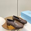 Giày lười nữ PRADA da bò mềm mịn cao cấp màu nâu
