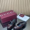 Giày lười GUCCI hở gót màu nâu socola thiết kế sang trọng logo to nổi bật