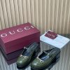 Giày lười GUCCI hở gót màu xanh rêu thiết kế sang trọng logo to nổi bật