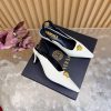 Giày nữ Versace Gianni Ribbon màu trắng ngà da bóng sang trọng đế cao 5cm