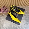 Giày nữ Versace Gianni Ribbon màu vàng da bóng sang trọng đế cao 5cm