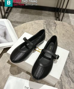 Giày nữ búp bê The Row màu đen thiết kế thanh lịch sang trọng