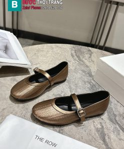 Giày nữ búp bê The Row màu vàng đồng thiết kế thanh lịch sang trọng