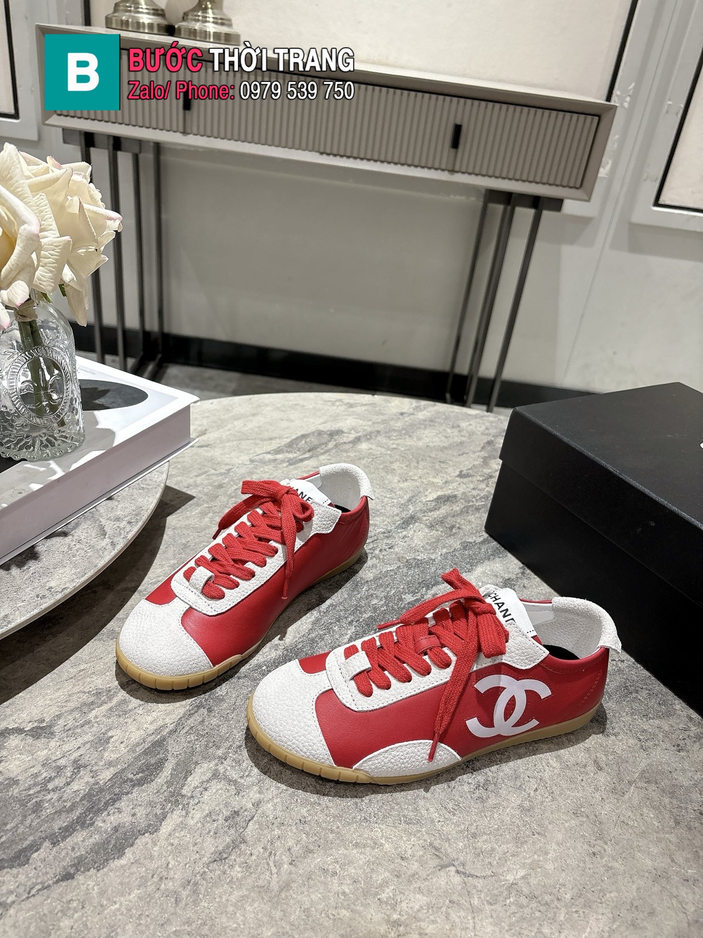 Giày thể thao CN màu đỏ đế cao su đàn hồi vượt trội