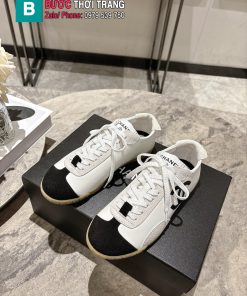 Giày thể thao CN màu trắng mũi đen đế cao su đàn hồi vượt trội