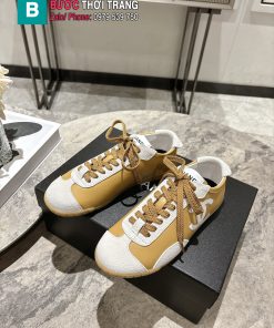 Giày thể thao CN màu vàng nâu đế cao su đàn hồi vượt trội