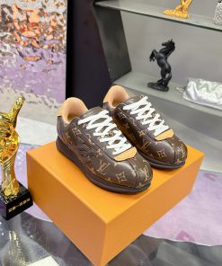 Giày thể thao unisex LV BUTTERSOFT cao cấp màu nâu họa tiết monogram