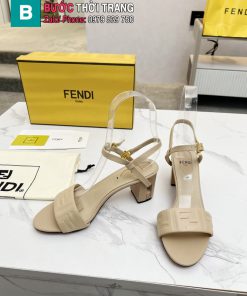 Sandal cao gót FENDI màu nude thiết kế mũi tròn Delfina đặc trưng sang trọng