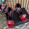 Sandal cao gót YSL màu đỏ da bóng quai ngang nữ tính đế 11 cm tôn dáng