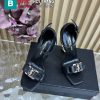 Sandal cao gót YSL màu đen da bò quai ngang nữ tính đế 11 cm tôn dáng