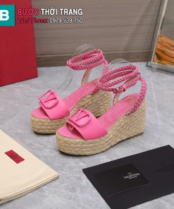 Sandal cao gót đế xuồng LV màu hồng đế cao 11 cm