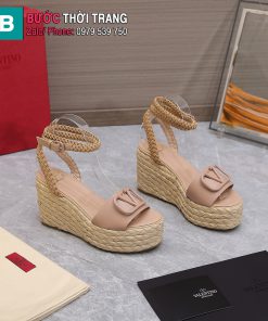 Sandal cao gót đế xuồng LV màu nude đế cao 11 cm