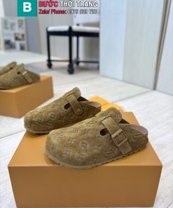 Giày lười LV màu nâu chất liệu da lộn cao cấp phong cách trẻ trung năng động