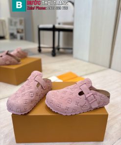 Giày lười LV màu hồng chất liệu da lộn cao cấp phong cách trẻ trung năng động