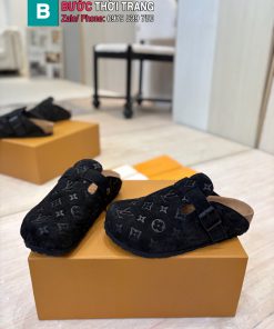 Giày lười LV màu đen chất liệu da lộn cao cấp phong cách trẻ trung năng động