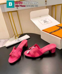 Dép cao gót HM đế vuông màu đỏ hồng phong cách thanh lịch sang trọng