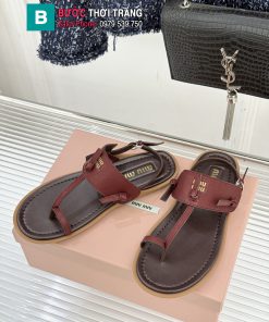 Dép sandal MIU MIU xỏ ngón màu nâu đế bệt cao cấp
