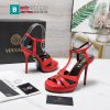 Giày cao gót VERSACE màu đỏ cam tôn dáng đế 12,5cm