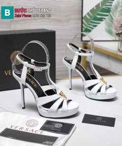 Giày cao gót VERSACE màu trắng ngà tôn dáng đế 12,5cm