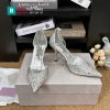 Giày cao gót mũi nhọn Jimmy Choo màu bạc đính ngọc lấp lánh
