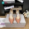 Giày cao gót mũi nhọn Jimmy Choo màu cam đính ngọc lấp lánh