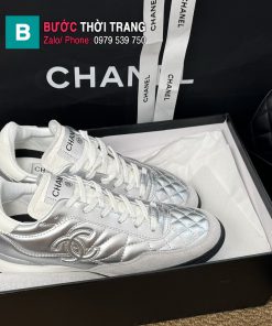Giày thể thao sneaker CN màu bạc cao cấp phong cách sang trọng