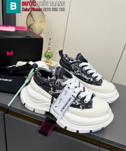 Giày thể thao 𝐒𝐦𝐢𝐥𝐞𝐫𝐞𝐩𝐮𝐛𝐥𝐢𝐜 màu đen đế trắng cao 7cm tôn dáng cực êm chân