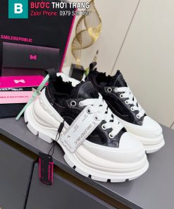 Giày thể thao 𝐒𝐦𝐢𝐥𝐞𝐫𝐞𝐩𝐮𝐛𝐥𝐢𝐜 màu đen đế trắng cao 7cm tôn dáng cực êm chân