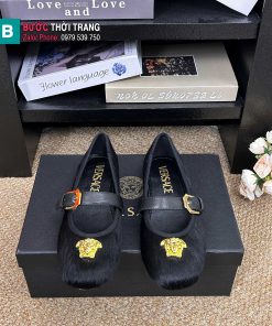 Giày búp bê nữ VERSACE màu đen đế bệt nữ tính