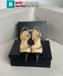Giày cao gót CN mũi nhọn phối 2 màu cá tính đế 8.5cm