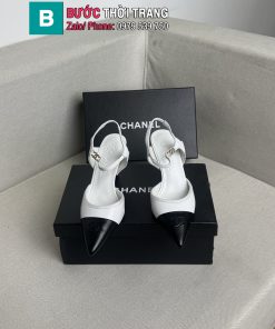 Giày cao gót CN mũi nhọn phối 2 màu cá tính đế 8.5cm