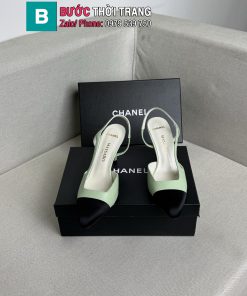 Dép cao gót CN phối 2 màu thanh lịch mũi nhọn sang trọng